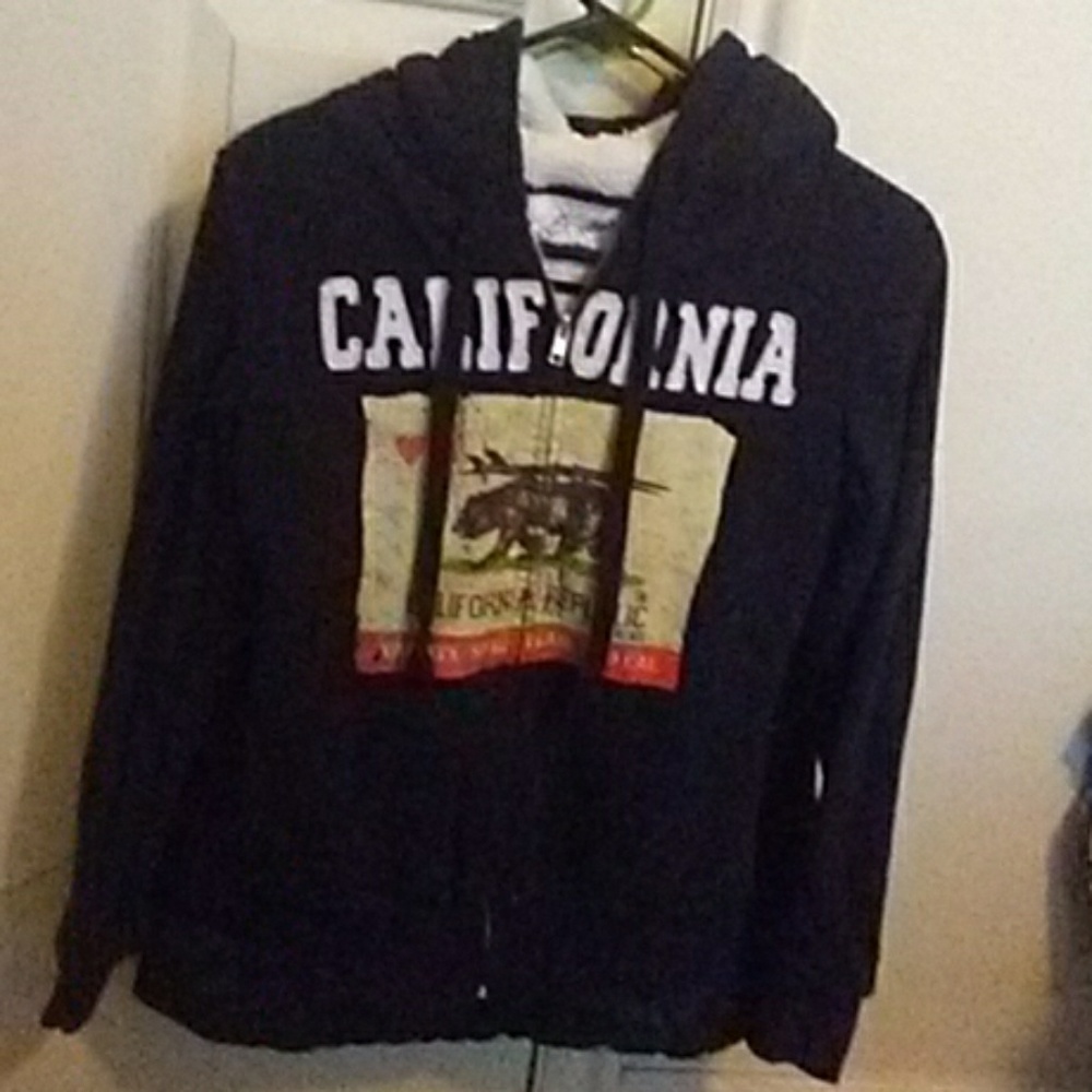 California Black zip up hoodie